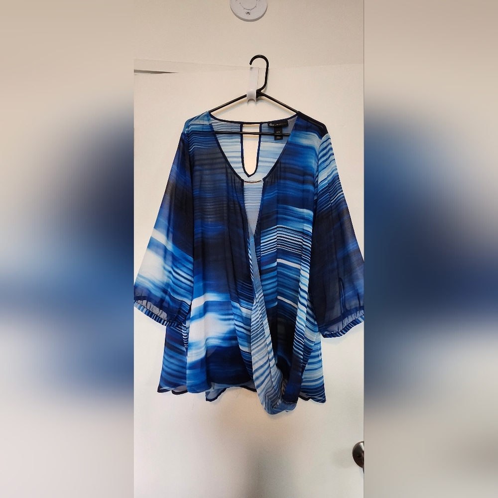 Lane Bryant Blue and White Striped Blouse